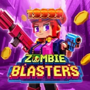 Tampilan antarmuka slot Zombie Blasters dengan gaya visual retro arcade